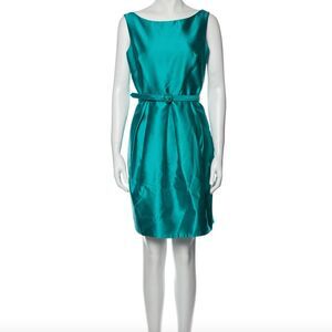 Eliza J Dress 12 Teal Fit Flare Pocket Wedding Cocktail Retro 60s Jackie Kennedy